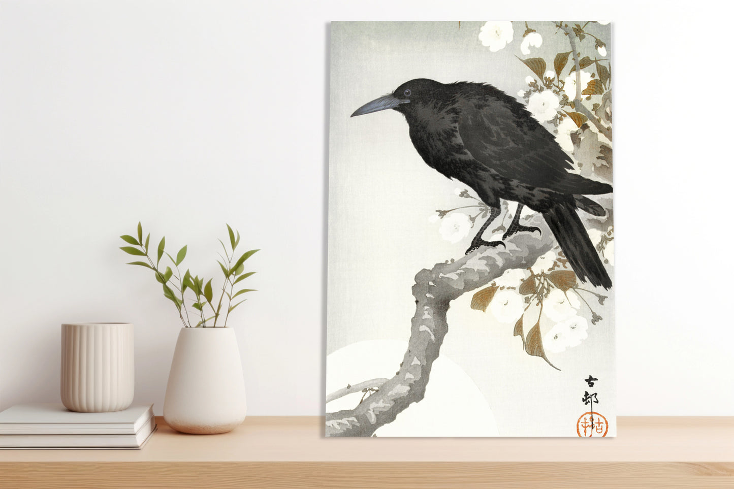 Obraz  A Crow and The full Moon, Koson Japoński Vintage do Salonu