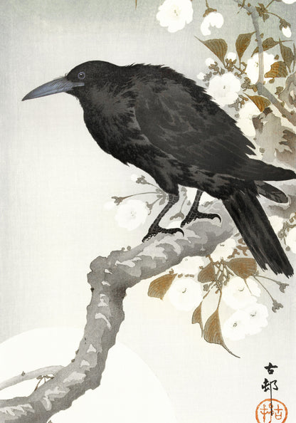 Plakat  A Crow and The full Moon, Koson Japoński Vintage do Salonu