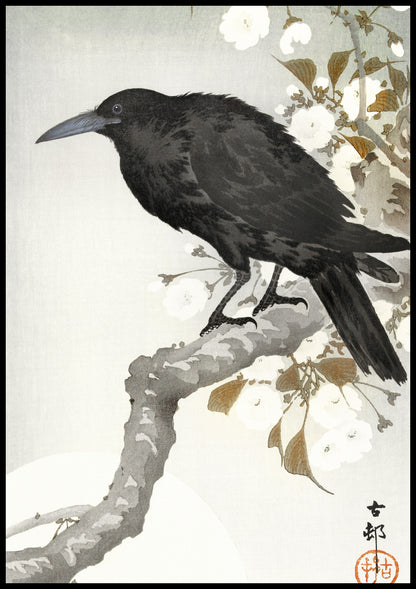 Plakat  A Crow and The full Moon, Koson Japoński Vintage do Salonu