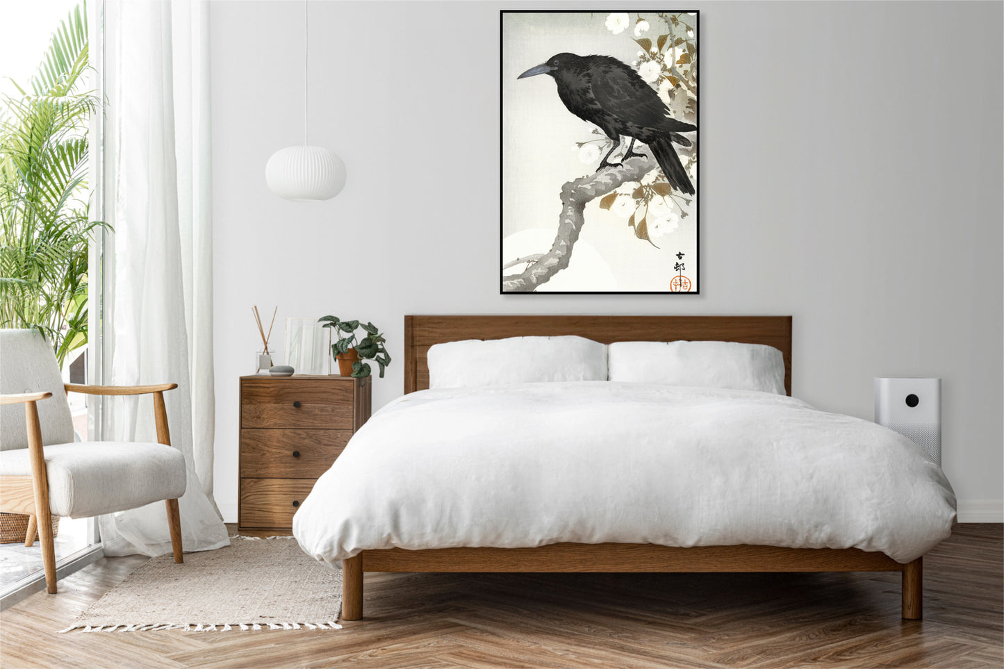 Plakat  A Crow and The full Moon, Koson Japoński Vintage do Salonu