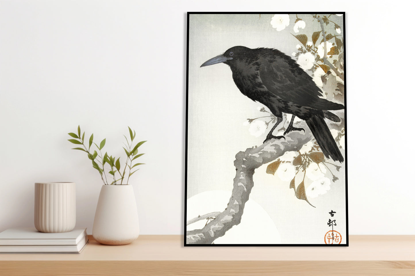 Plakat  A Crow and The full Moon, Koson Japoński Vintage do Salonu
