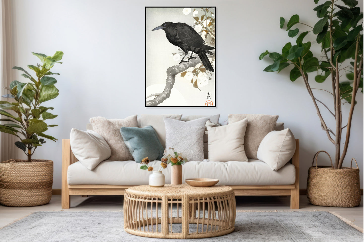 Plakat  A Crow and The full Moon, Koson Japoński Vintage do Salonu