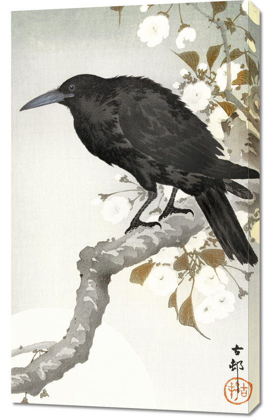 Obraz  A Crow and The full Moon, Koson Japoński Vintage do Salonu