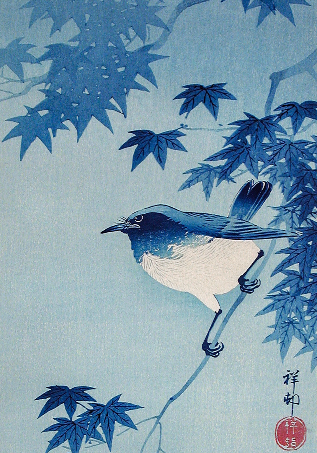 Plakat  Robin on a Maple Branch, Koson Japoński Vintage do Salonu