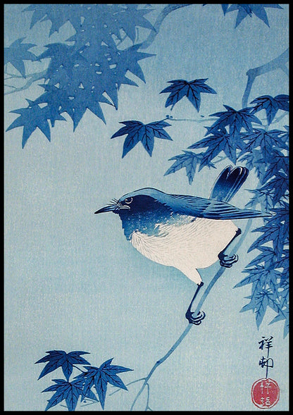 Plakat  Robin on a Maple Branch, Koson Japoński Vintage do Salonu