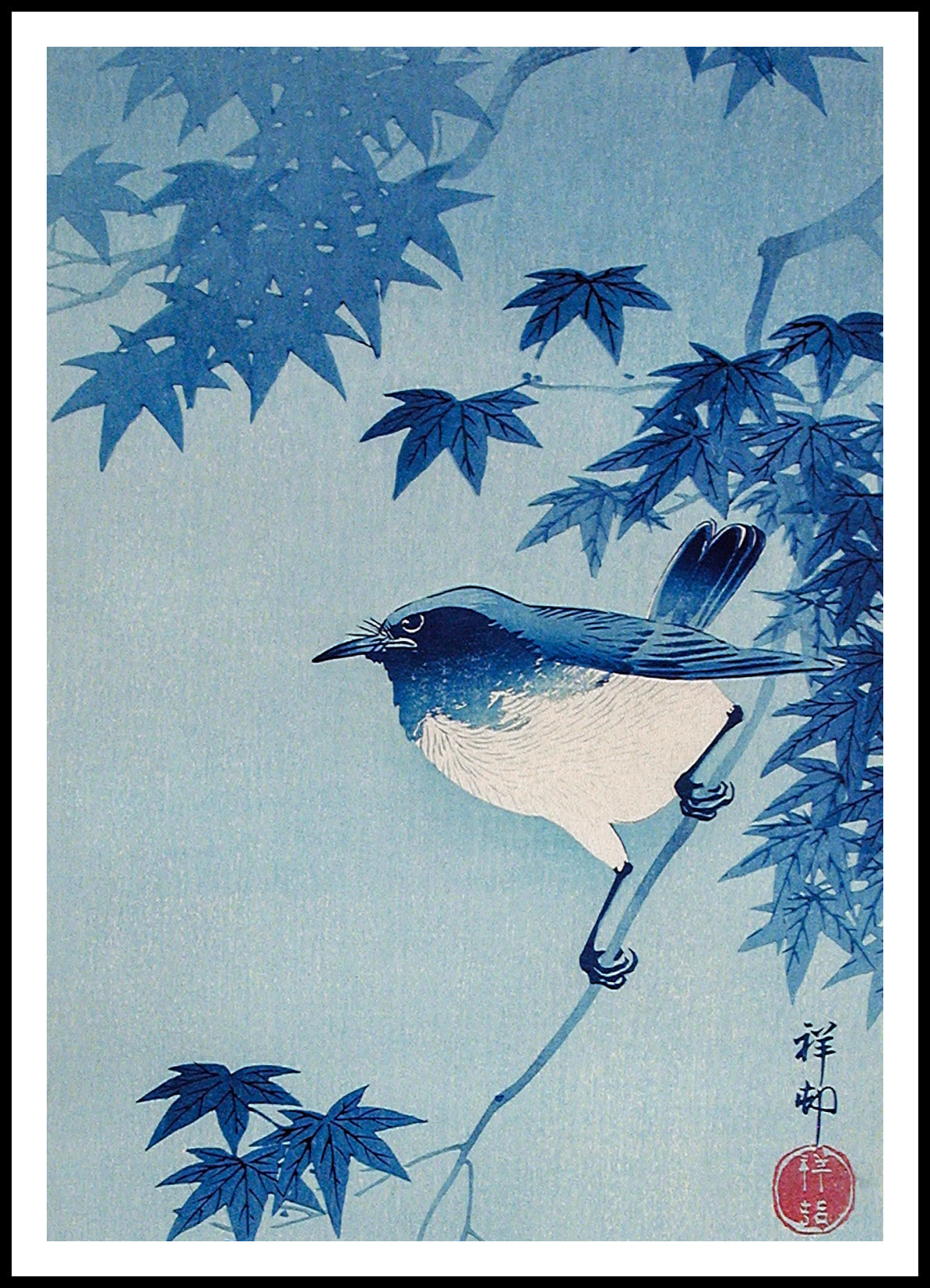 Plakat  Robin on a Maple Branch, Koson Japoński Vintage do Salonu