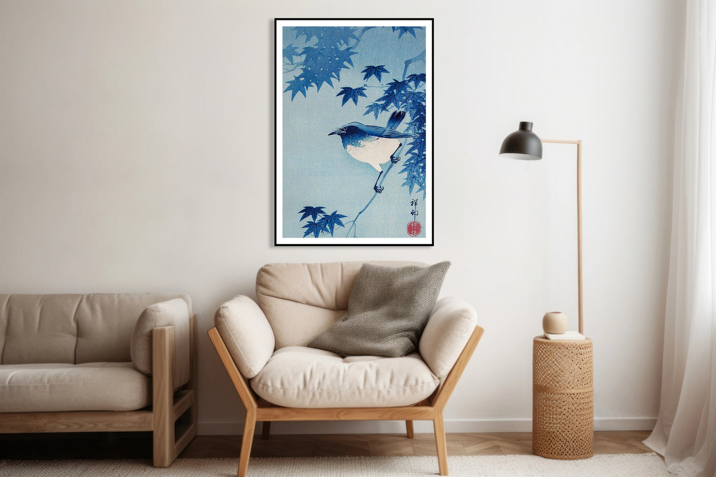 Plakat  Robin on a Maple Branch, Koson Japoński Vintage do Salonu