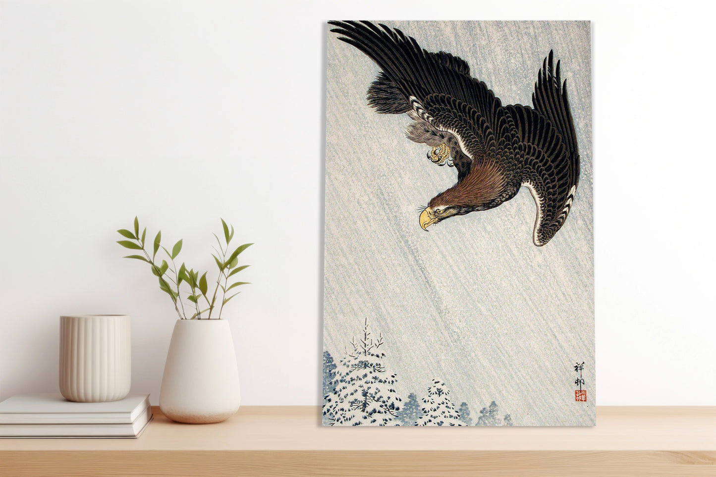 Obraz  Eagle Flying in Snow, Koson Japoński Vintage do Salonu