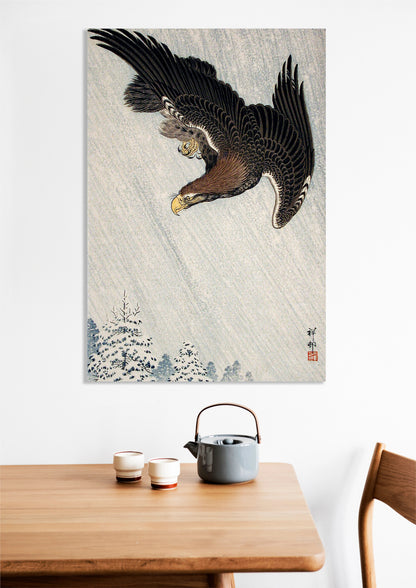 Obraz  Eagle Flying in Snow, Koson Japoński Vintage do Salonu