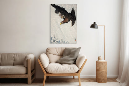 Obraz  Eagle Flying in Snow, Koson Japoński Vintage do Salonu