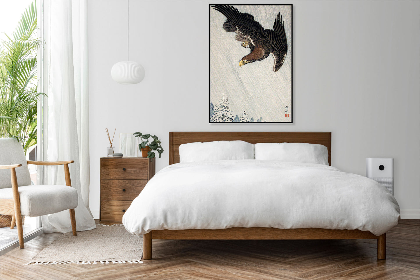 Plakat  Eagle Flying in Snow, Koson Japoński Vintage do Salonu