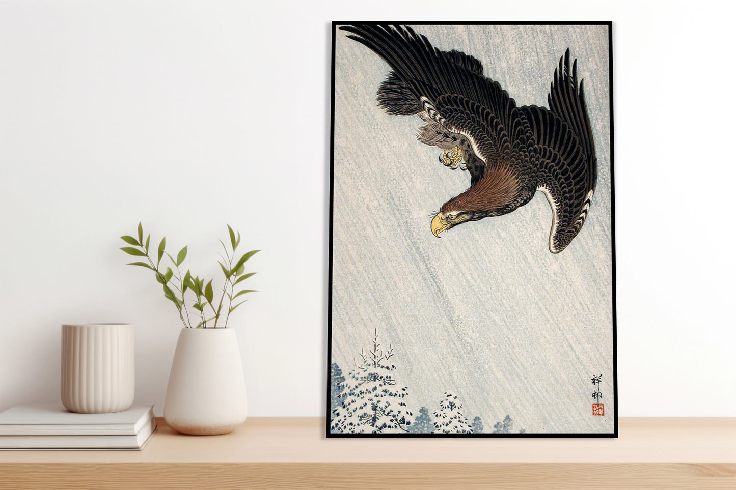 Plakat  Eagle Flying in Snow, Koson Japoński Vintage do Salonu