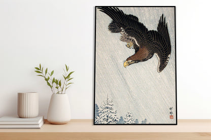 Plakat  Eagle Flying in Snow, Koson Japoński Vintage do Salonu