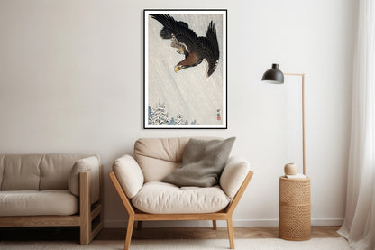 Plakat  Eagle Flying in Snow, Koson Japoński Vintage do Salonu