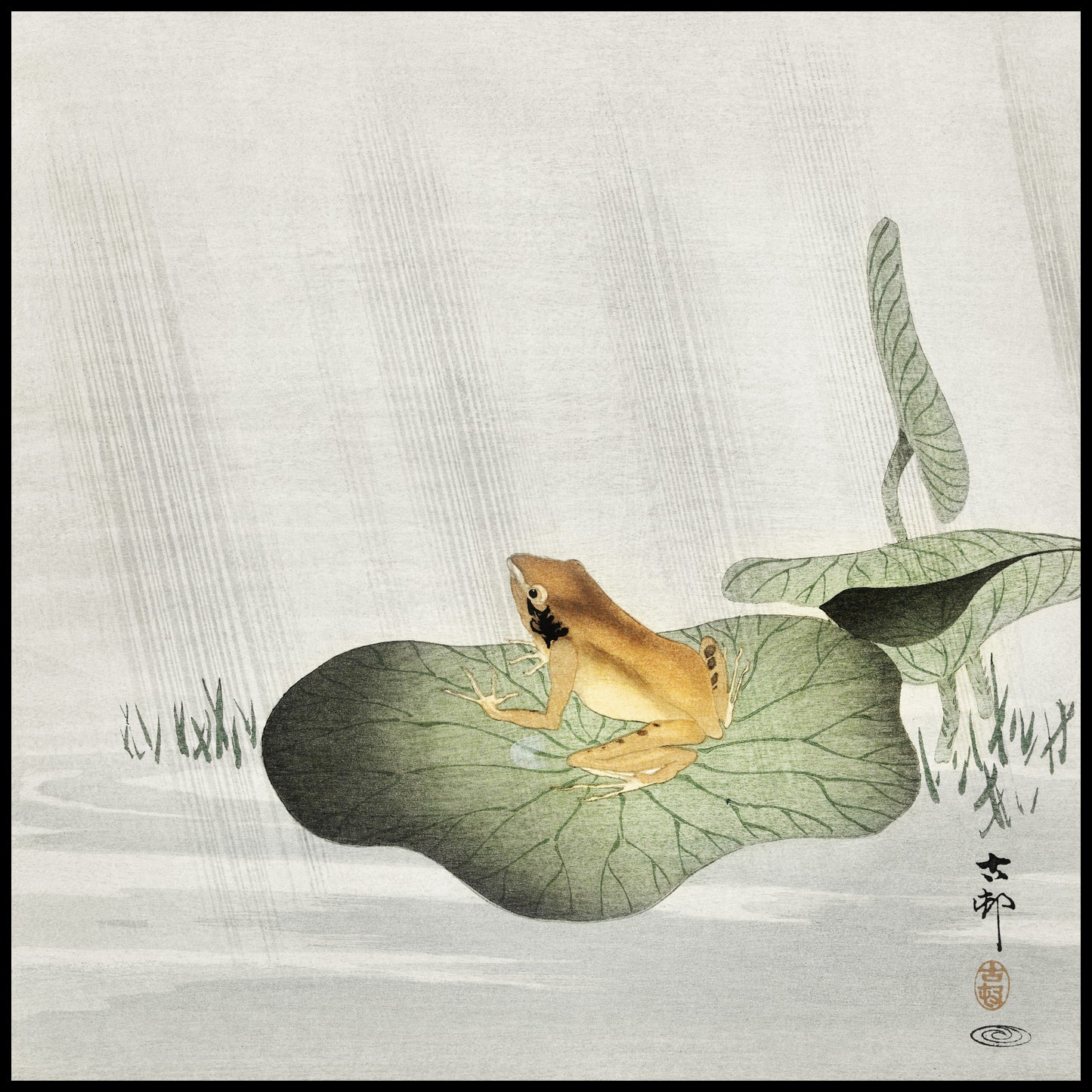 Plakat  Frog on Lotus Leaf, Koson Japoński Vintage do Salonu
