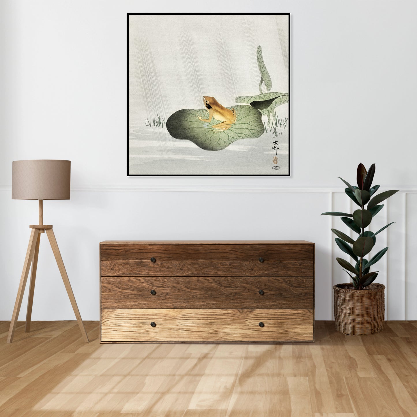 Plakat  Frog on Lotus Leaf, Koson Japoński Vintage do Salonu