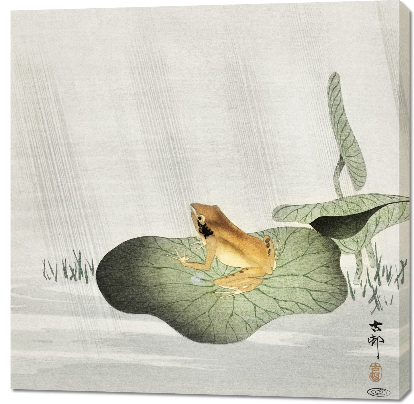 Obraz  Frog on Lotus Leaf, Koson Japoński Vintage do Salonu