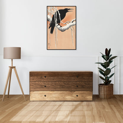 Plakat  Crow on Snowy Branch, Koson Japoński Vintage do Salonu