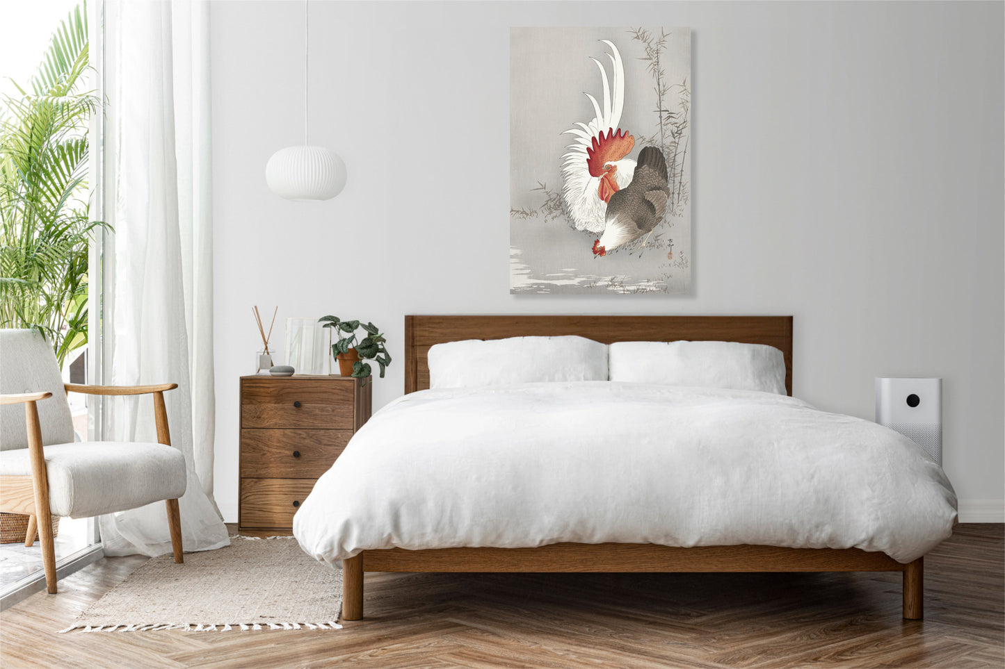 Obraz  Rooster and Chicken, Koson Japoński Vintage do Salonu