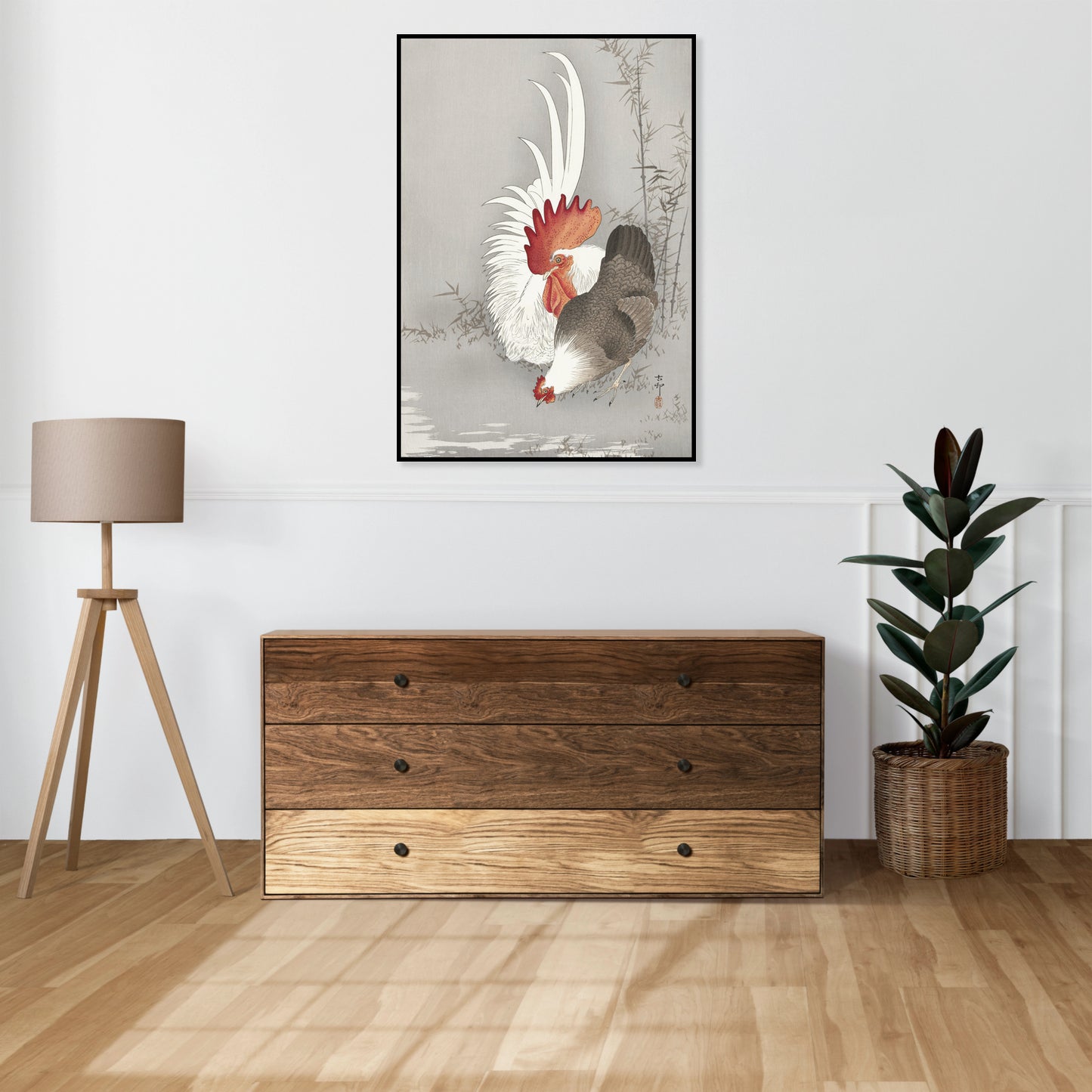 Plakat  Rooster and Chicken, Koson Japoński Vintage do Salonu