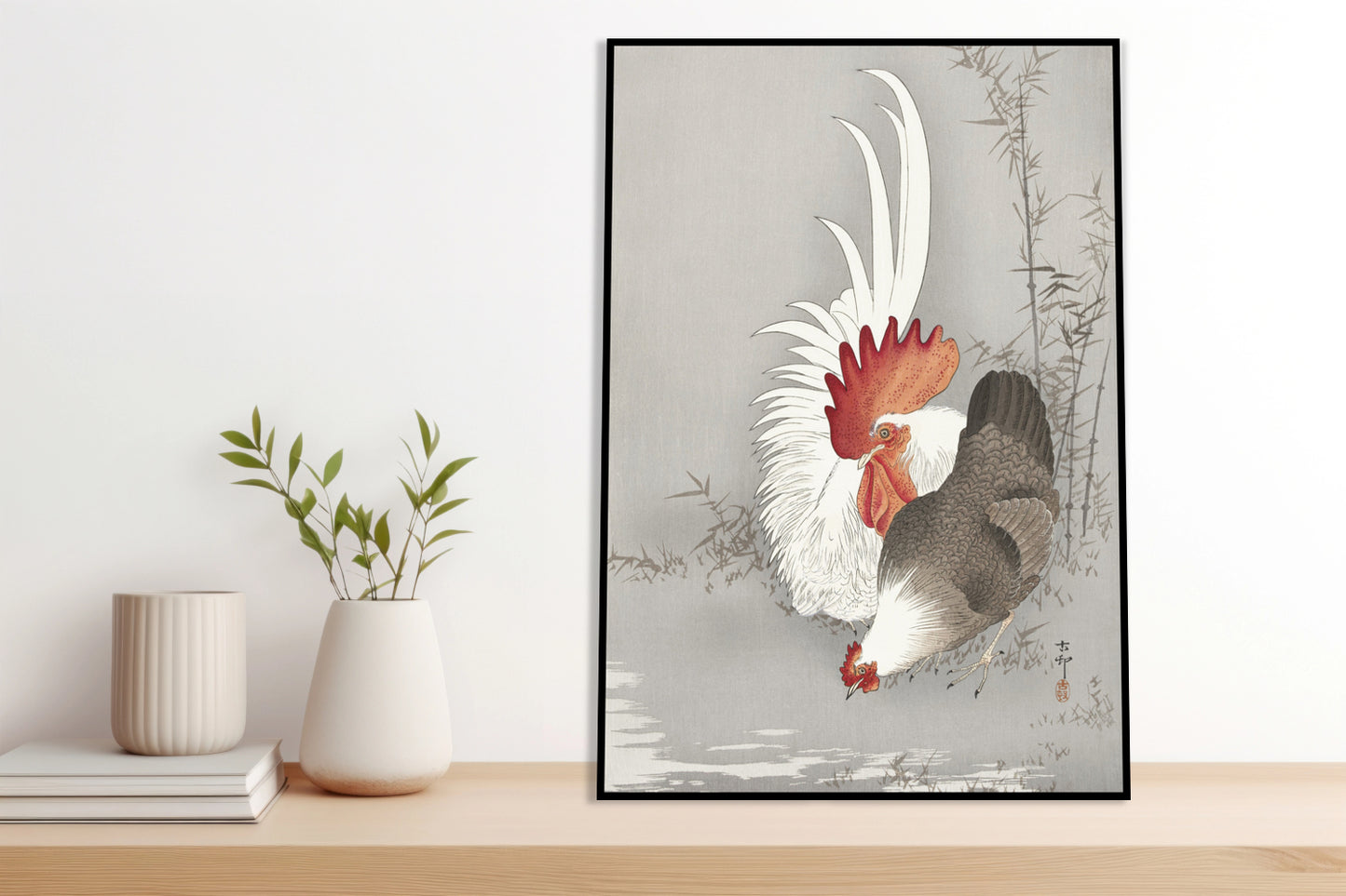 Plakat  Rooster and Chicken, Koson Japoński Vintage do Salonu