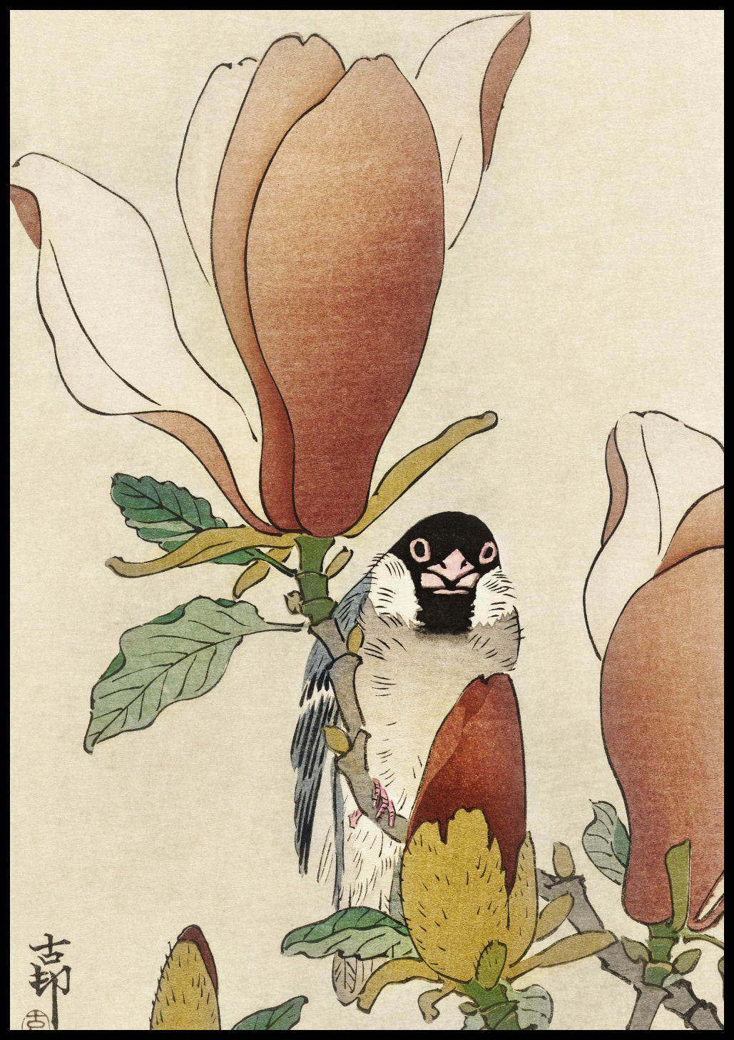 Plakat  Sparrow, Koson Japoński Vintage do Salonu
