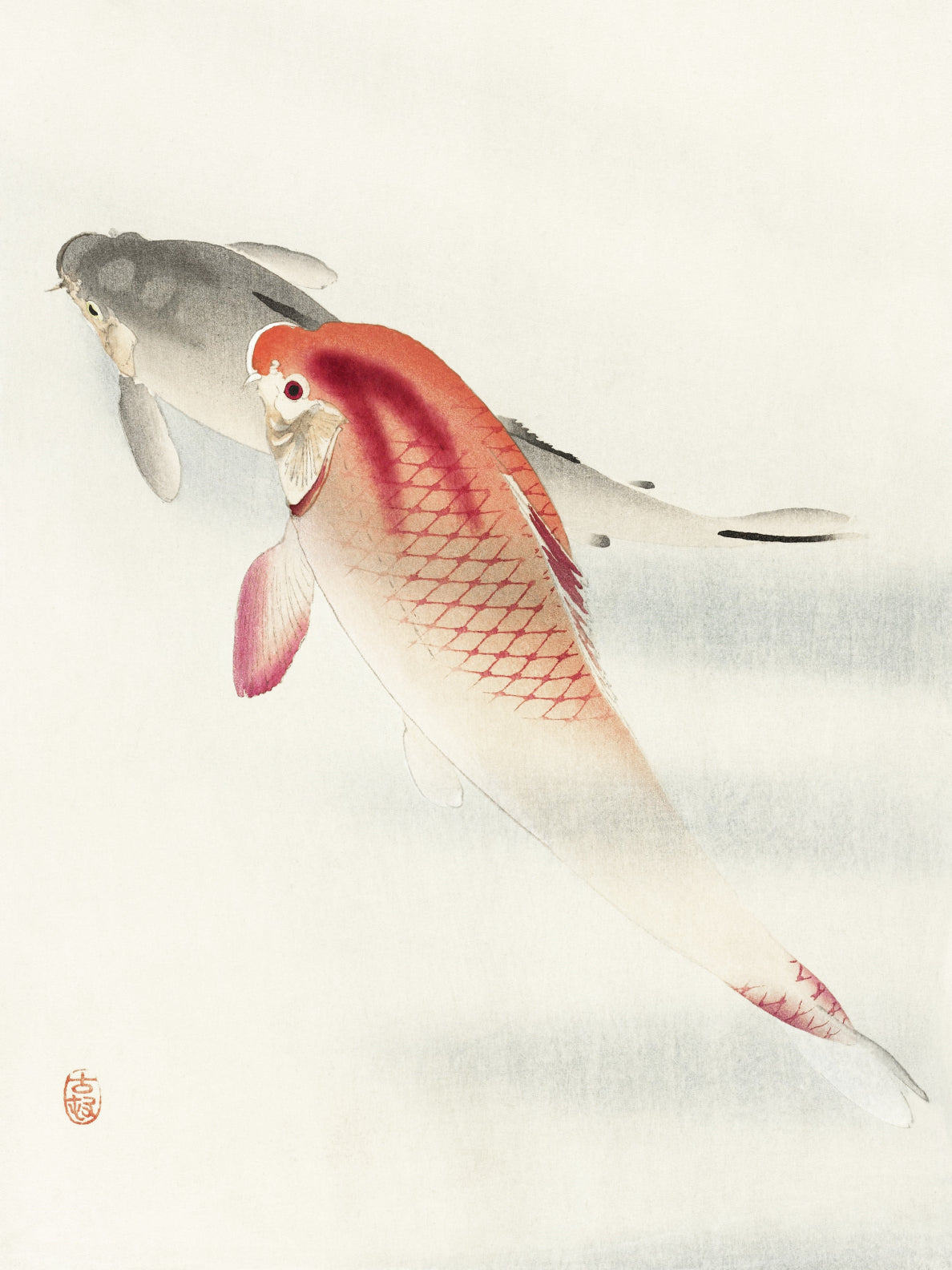 Plakat  Two Carp, Koson Japoński Vintage do Salonu