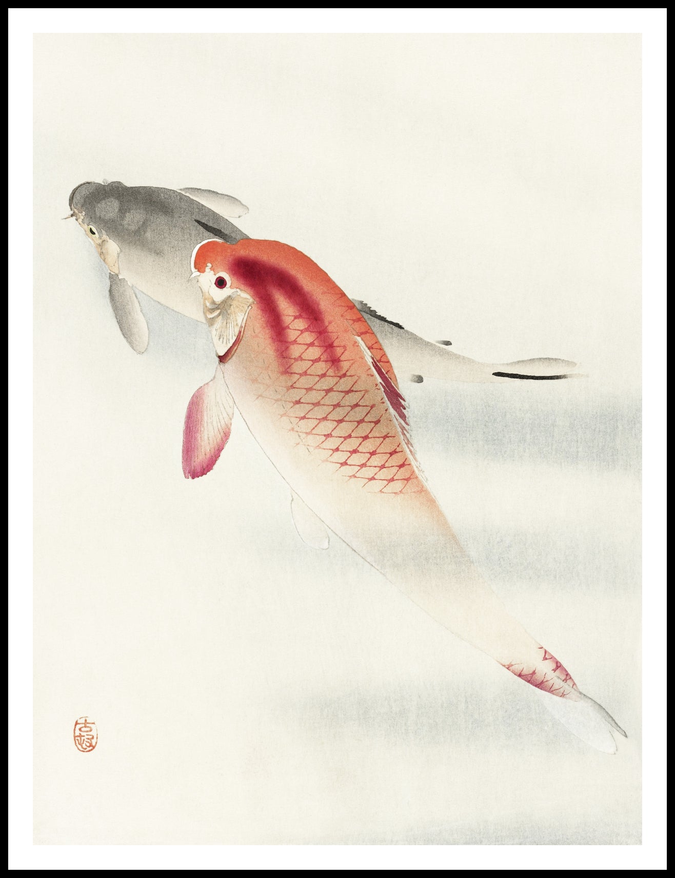 Plakat  Two Carp, Koson Japoński Vintage do Salonu