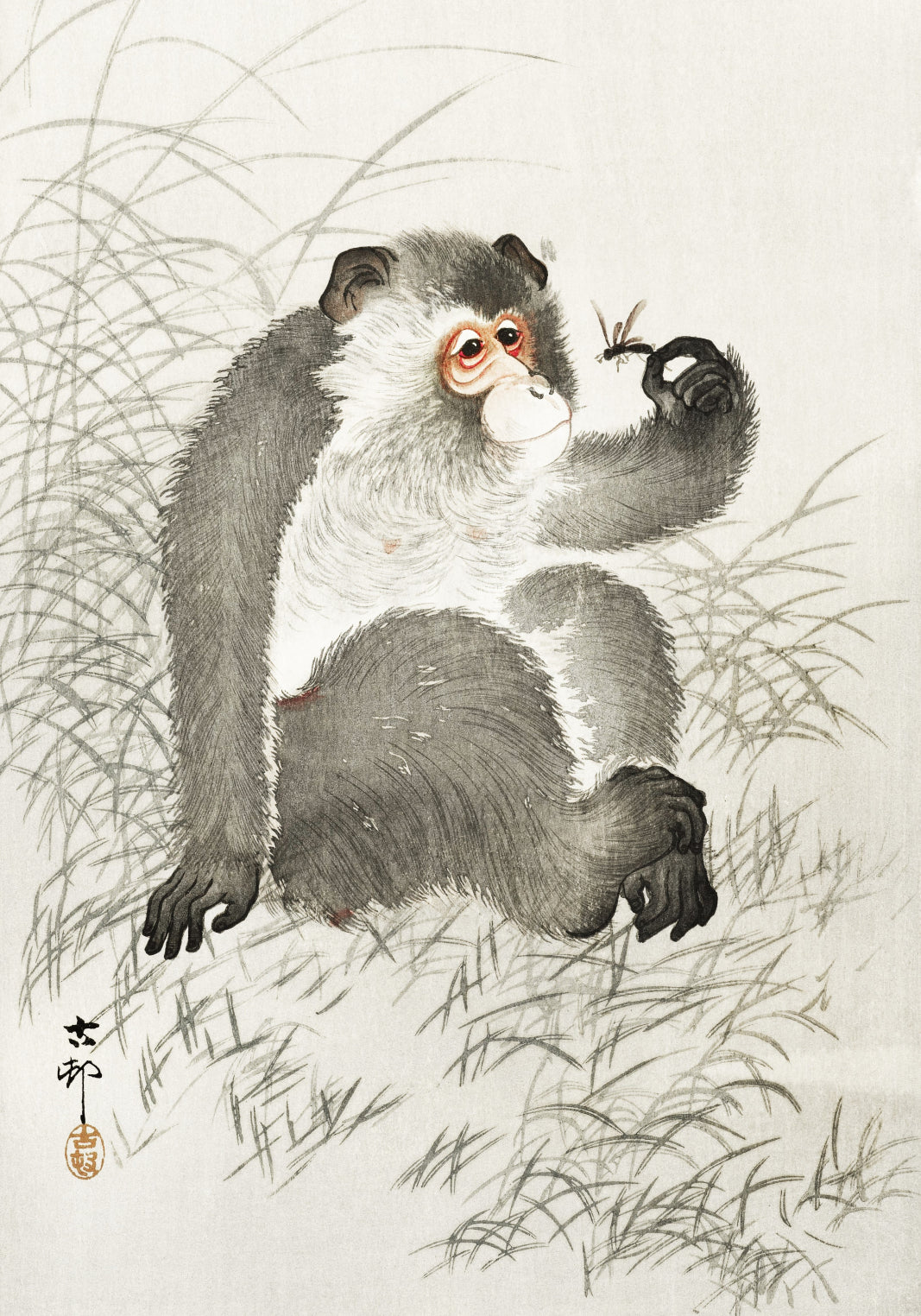 Plakat  Monkey with Insect, Koson Japoński Vintage do Salonu