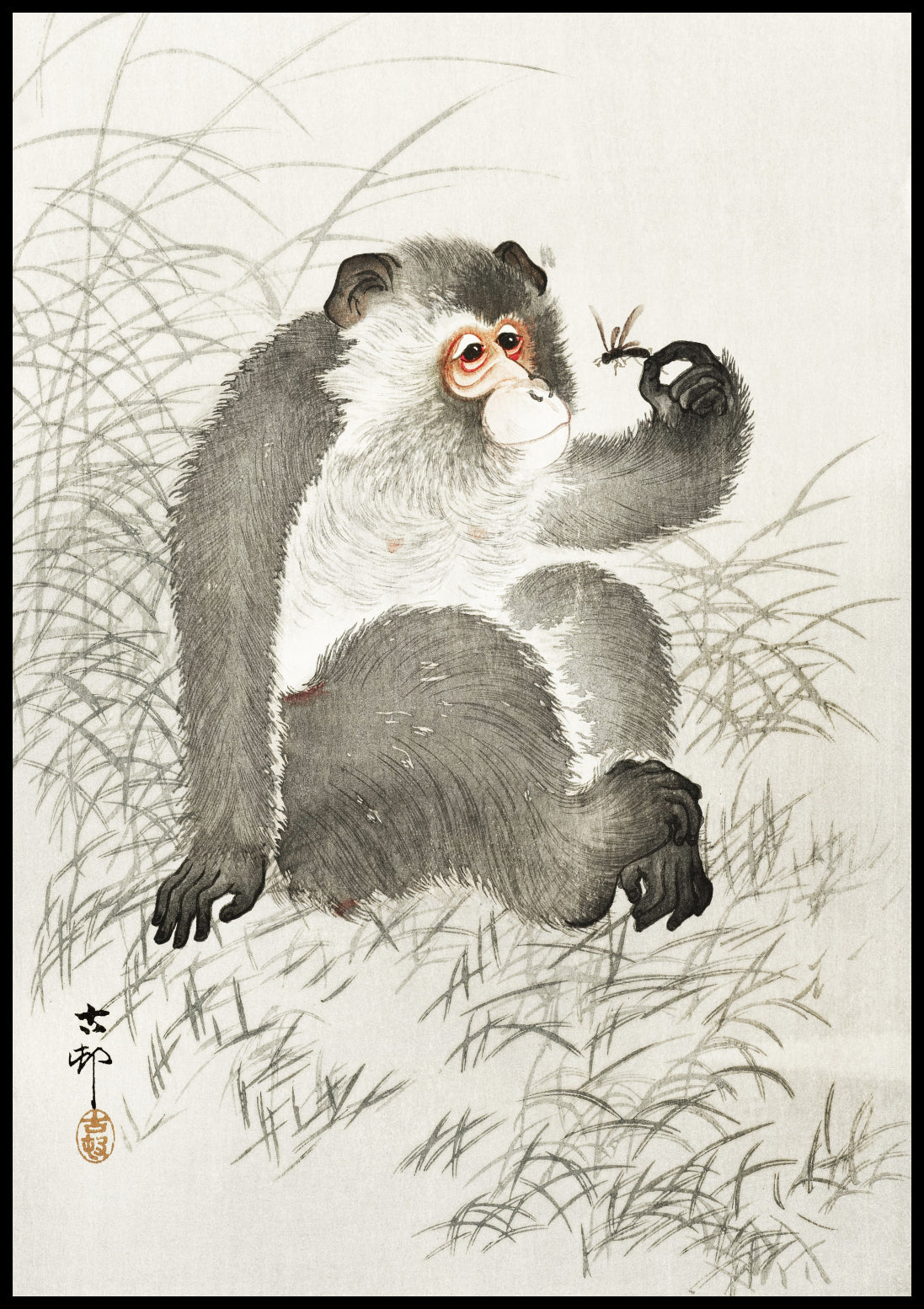 Plakat  Monkey with Insect, Koson Japoński Vintage do Salonu