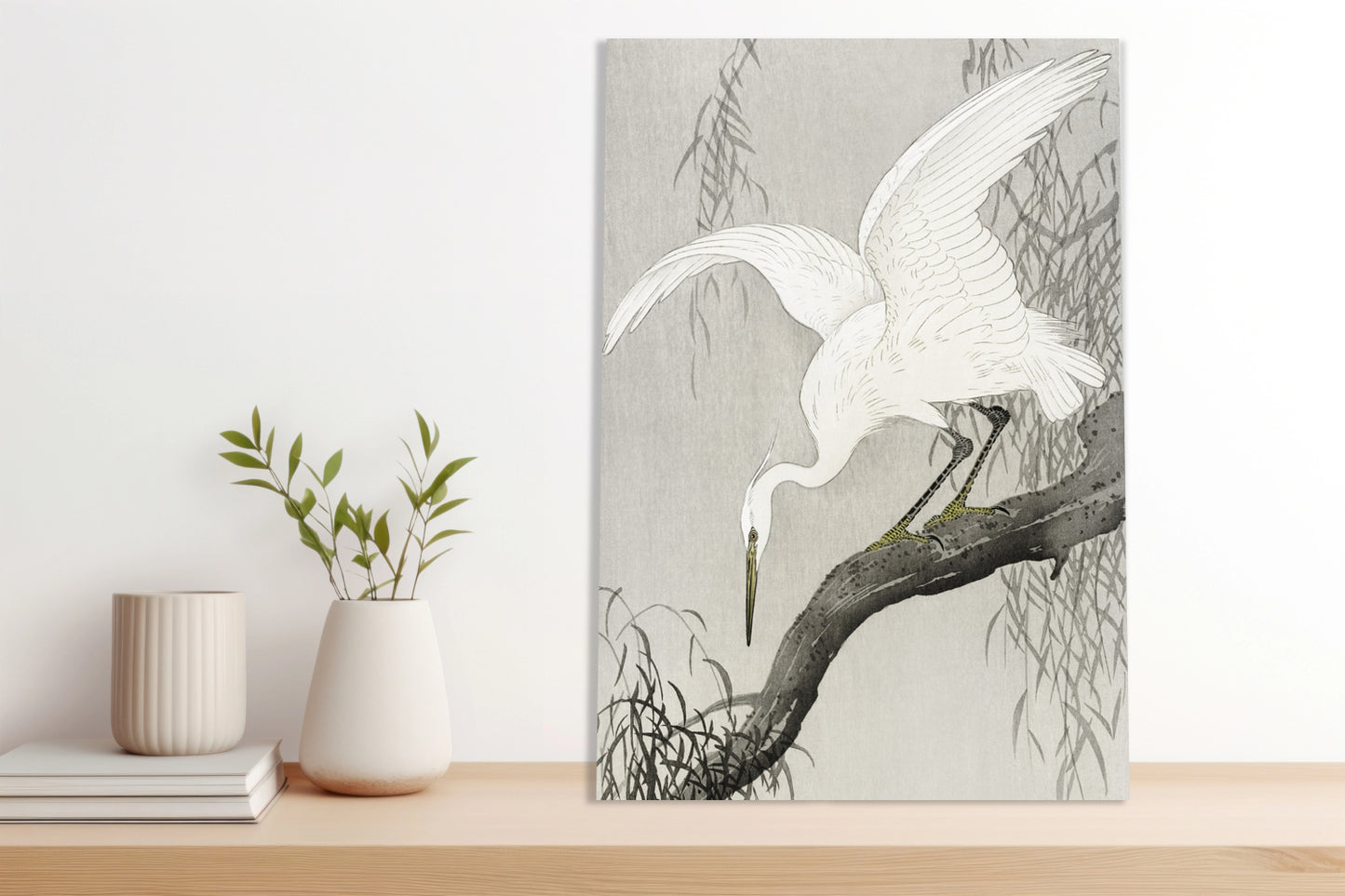 Obraz  White Heron on Tree, Koson Japoński Vintage do Salonu
