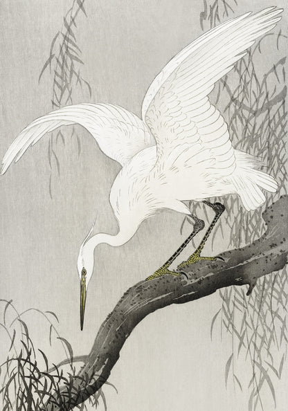 Plakat  White Heron on Tree, Koson Japoński Vintage do Salonu
