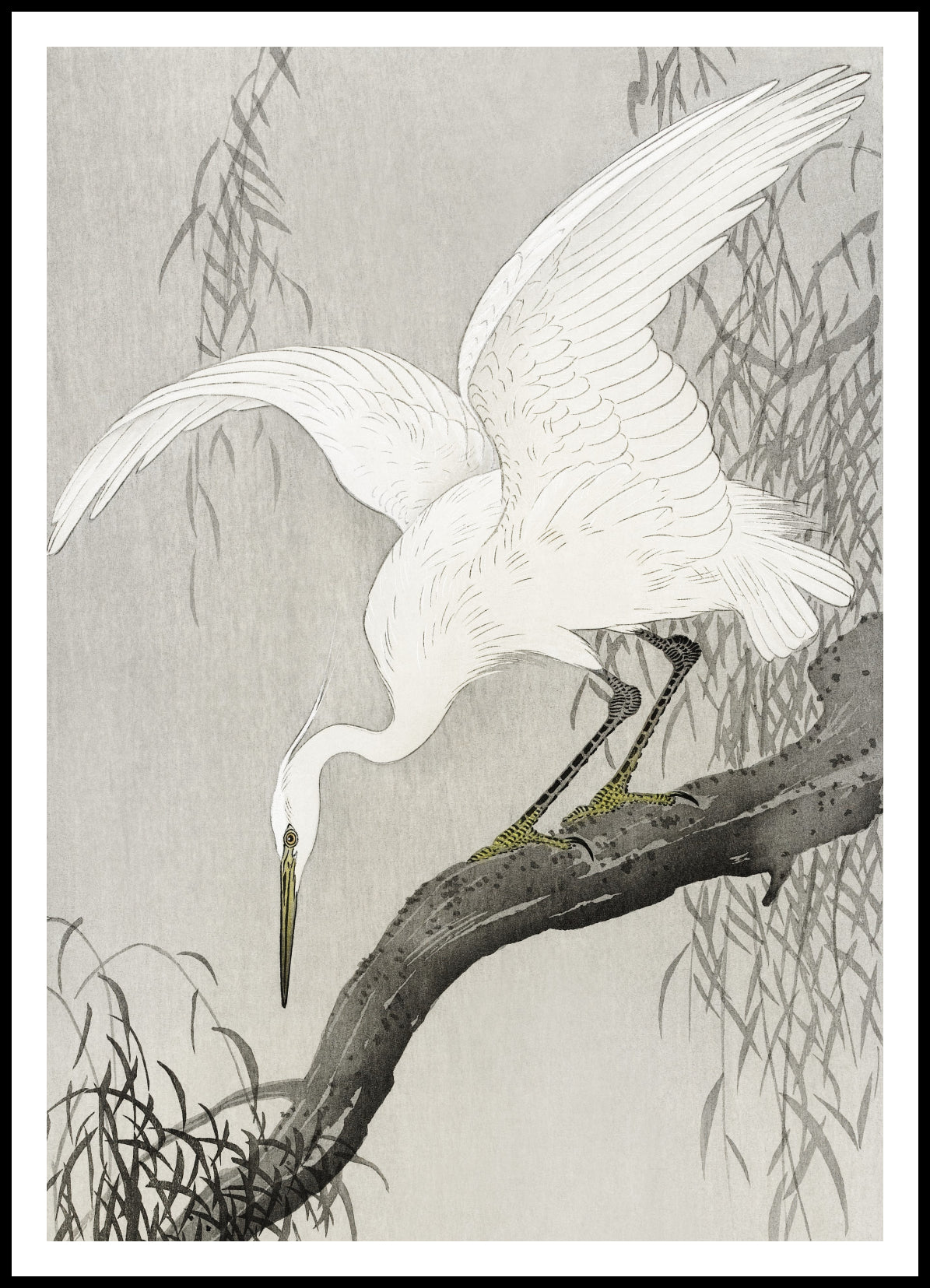 Plakat  White Heron on Tree, Koson Japoński Vintage do Salonu