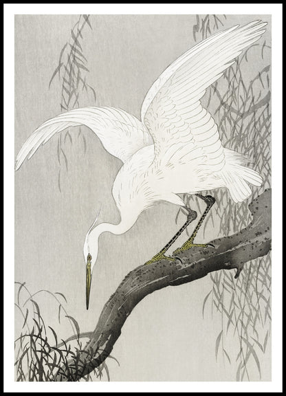 Plakat  White Heron on Tree, Koson Japoński Vintage do Salonu