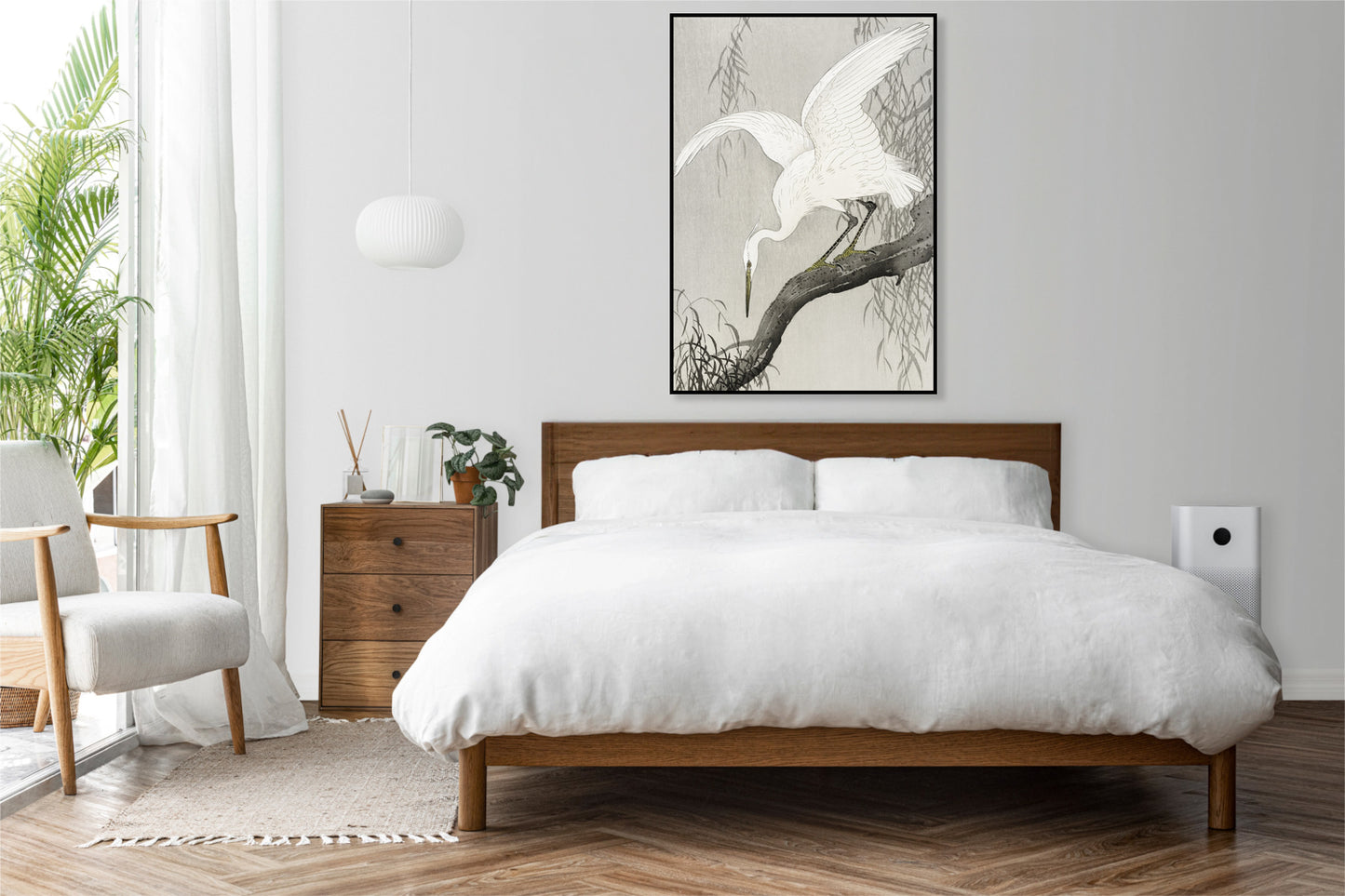 Plakat  White Heron on Tree, Koson Japoński Vintage do Salonu