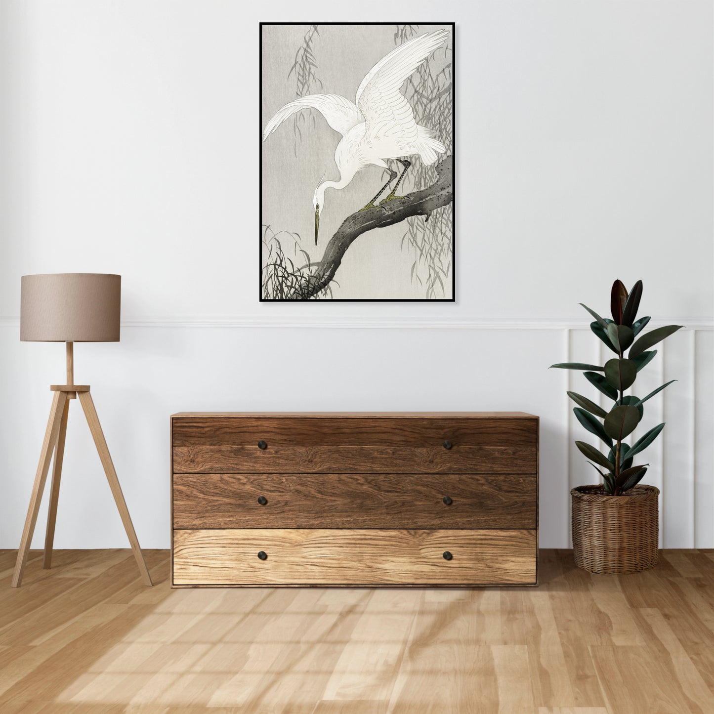 Plakat  White Heron on Tree, Koson Japoński Vintage do Salonu