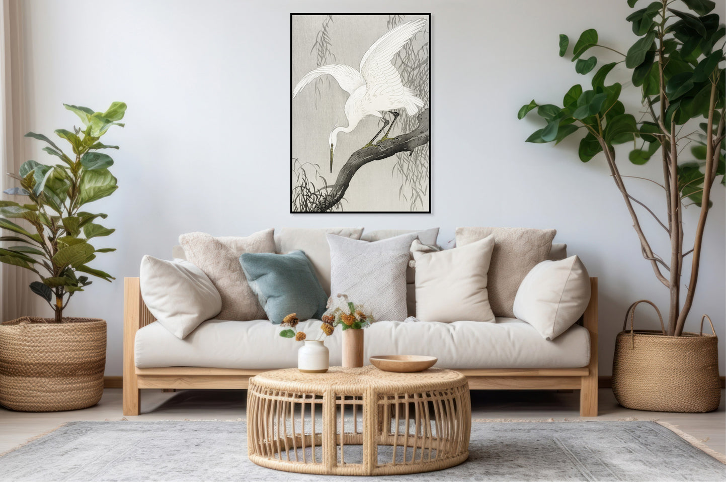 Plakat  White Heron on Tree, Koson Japoński Vintage do Salonu