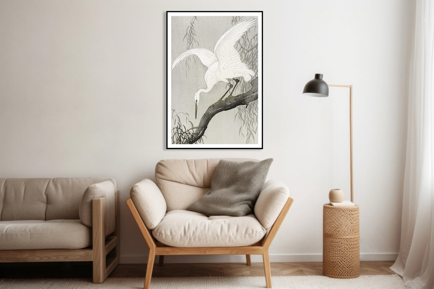 Plakat  White Heron on Tree, Koson Japoński Vintage do Salonu