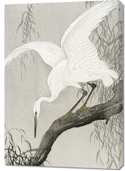 Obraz  White Heron on Tree, Koson Japoński Vintage do Salonu
