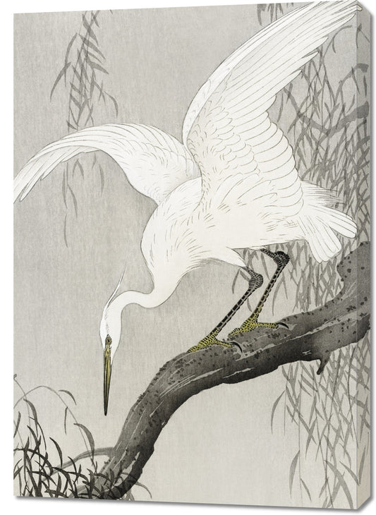 Obraz  White Heron on Tree, Koson Japoński Vintage do Salonu
