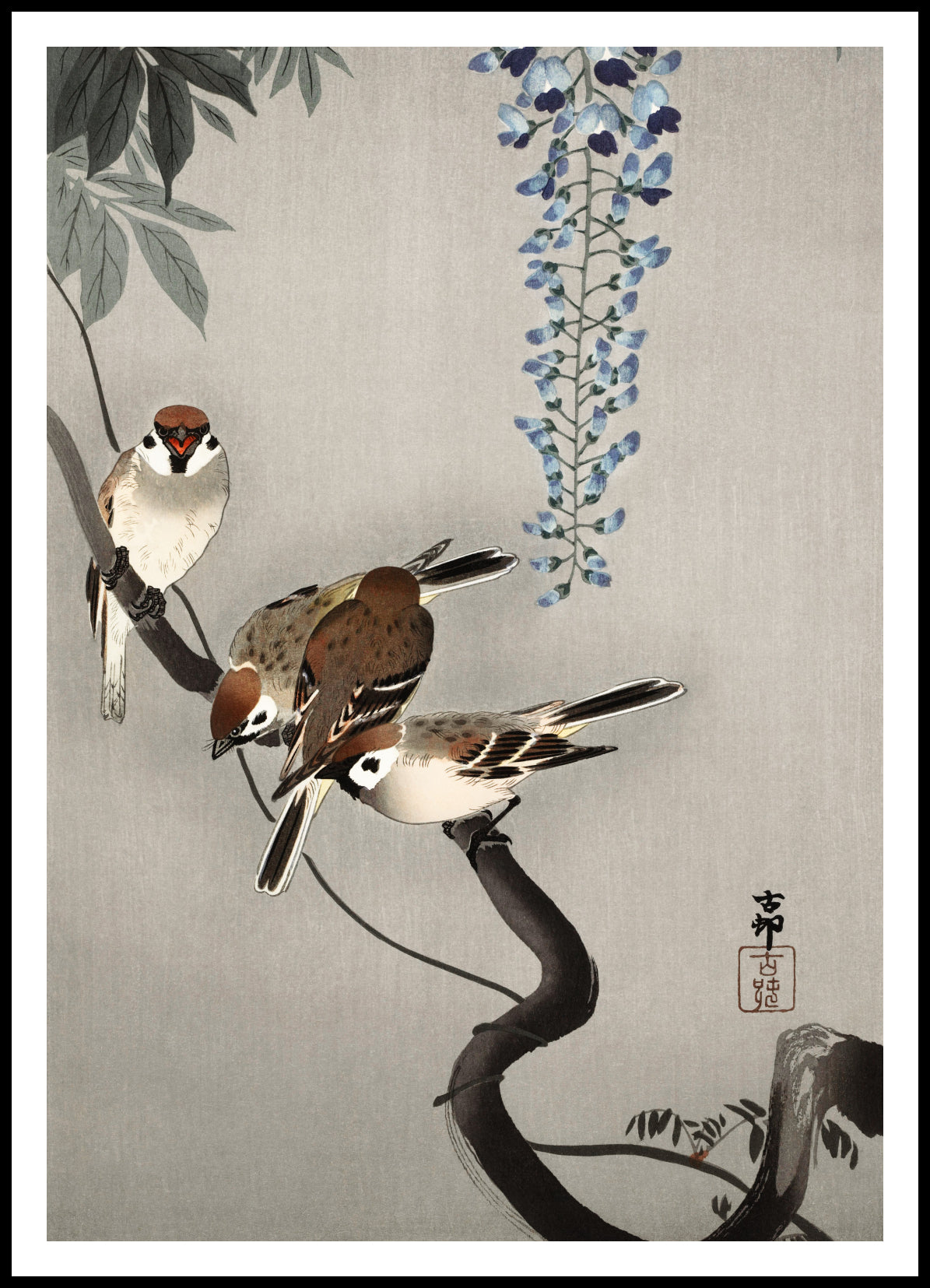 Plakat  Ring Sparrows, Koson Japoński Vintage do Salonu