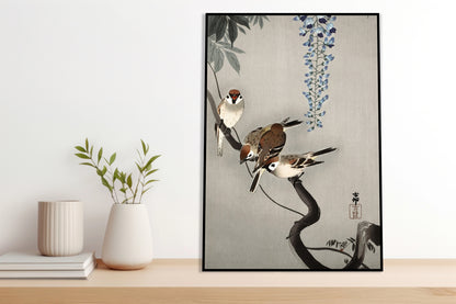 Plakat  Ring Sparrows, Koson Japoński Vintage do Salonu
