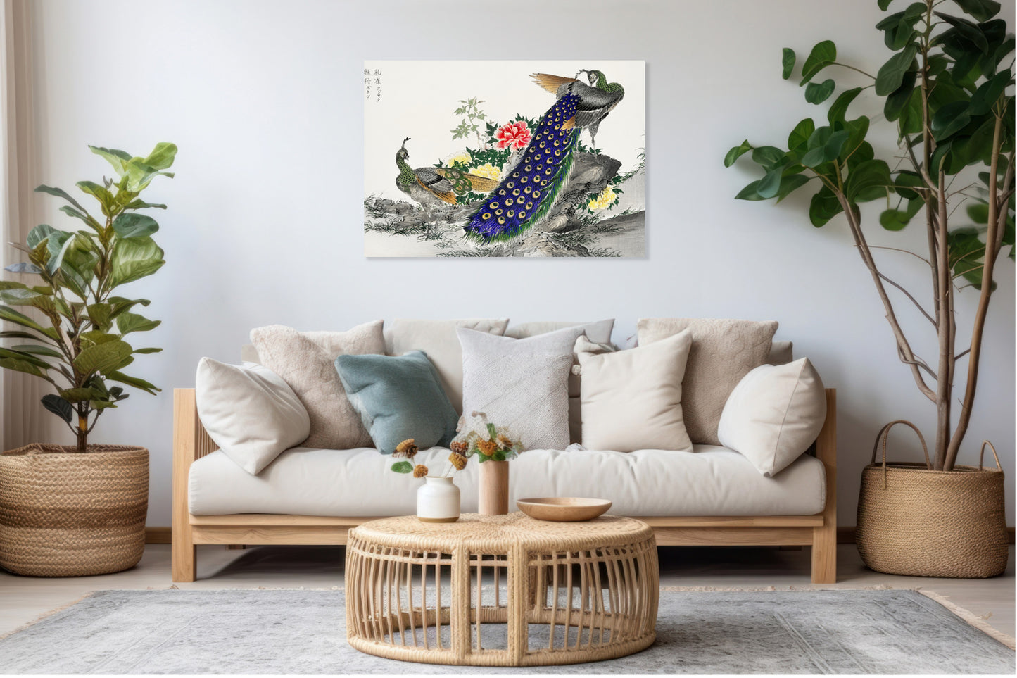 Obraz  Peacock and Peony, Kashu Japoński Vintage do Salonu