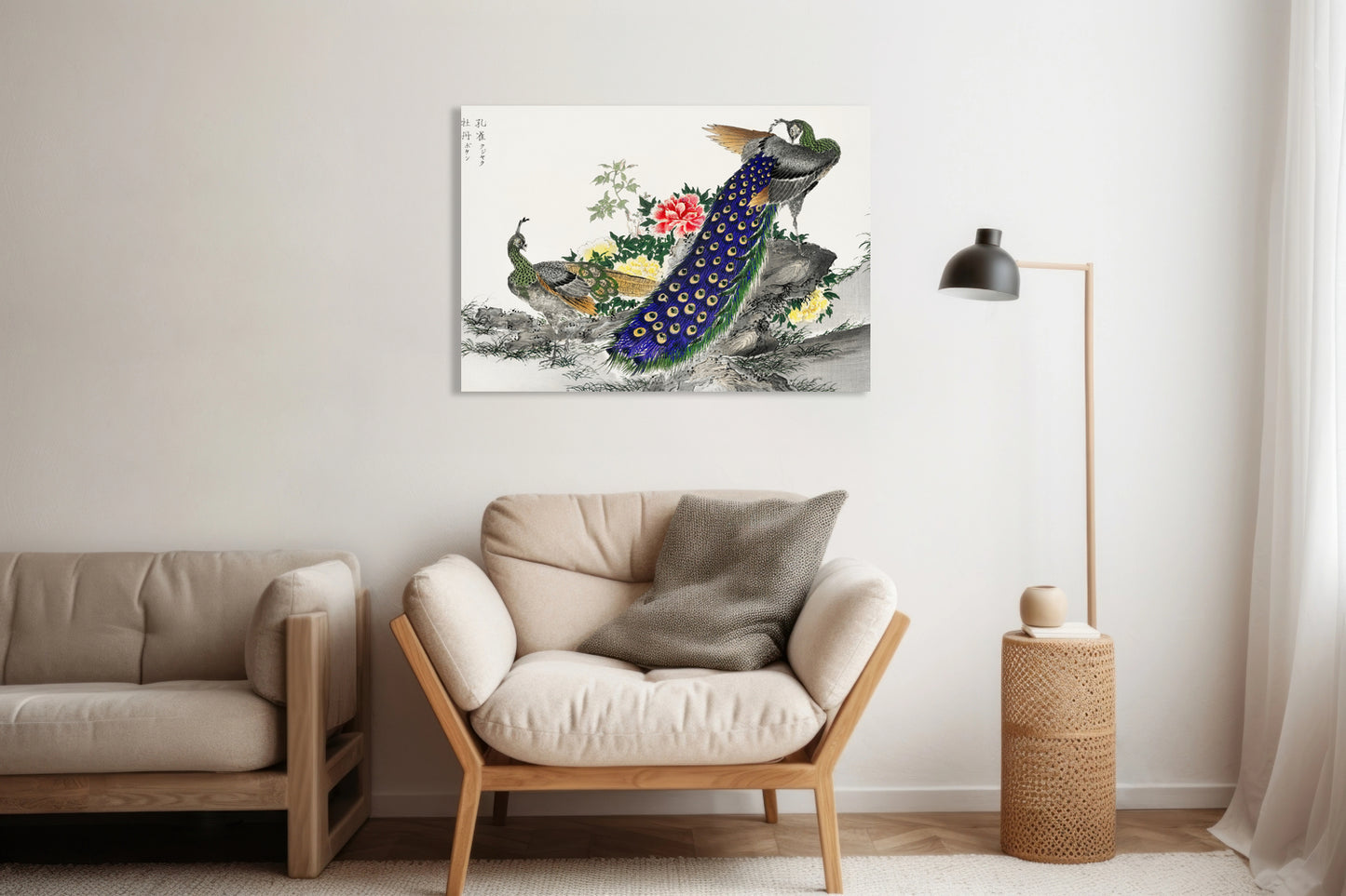 Obraz  Peacock and Peony, Kashu Japoński Vintage do Salonu