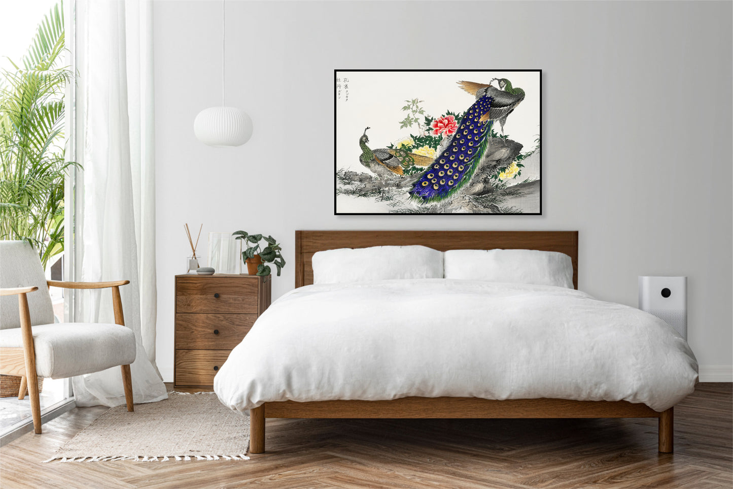 Plakat  Peacock and Peony, Kashu Japoński Vintage do Salonu