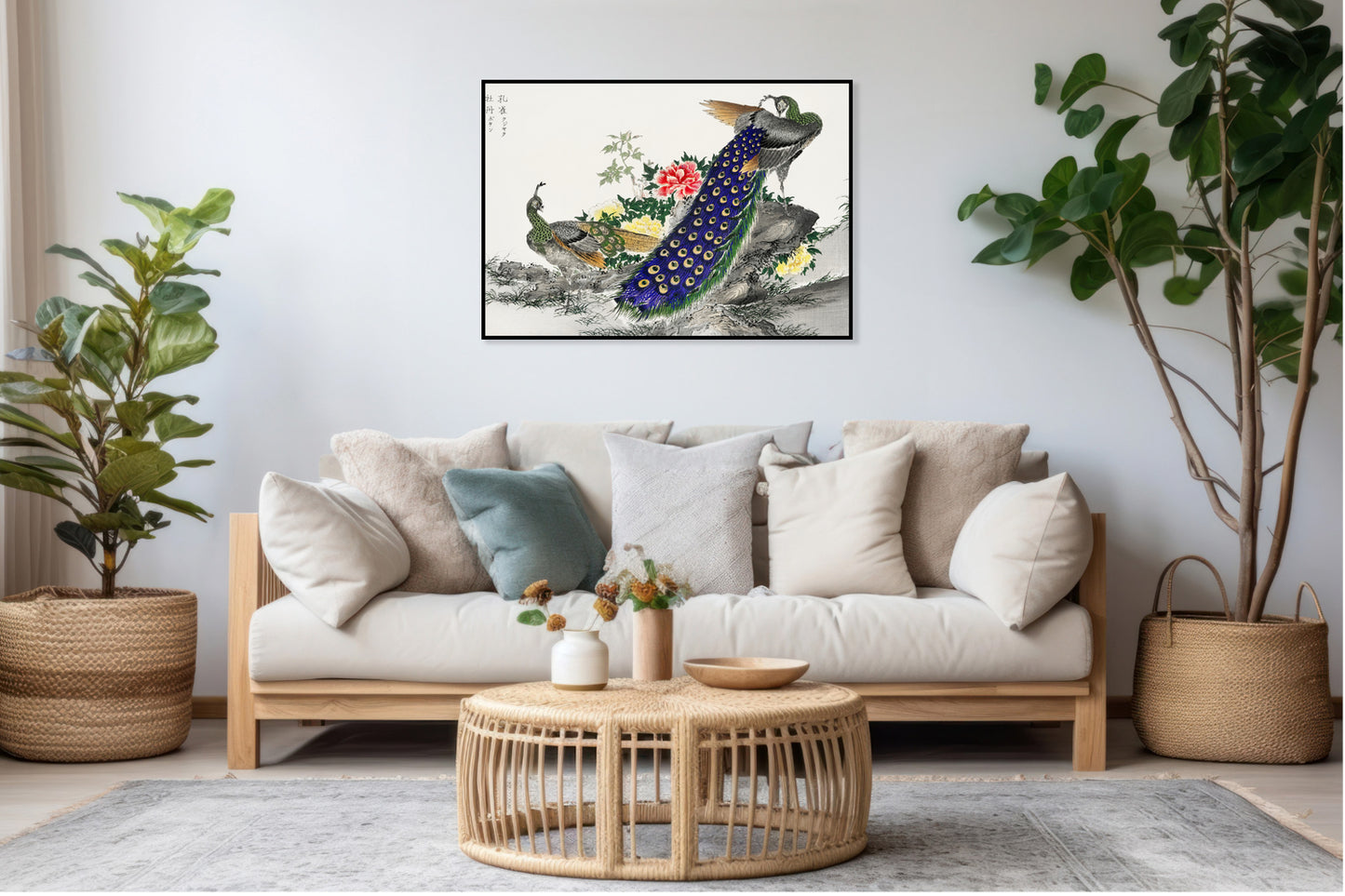 Plakat  Peacock and Peony, Kashu Japoński Vintage do Salonu