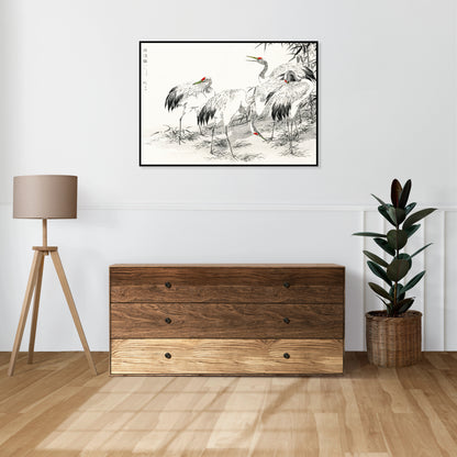 Plakat  Japanese Crane, Kashu Japoński Vintage do Salonu