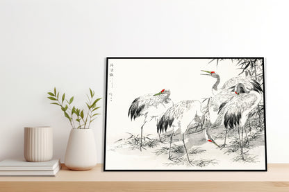 Plakat  Japanese Crane, Kashu Japoński Vintage do Salonu