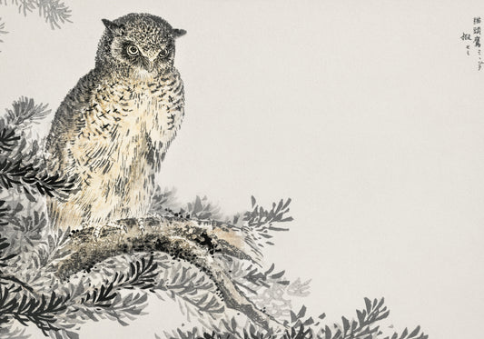Plakat  Japanese Scops Owl, Kashu Vintage do Salonu