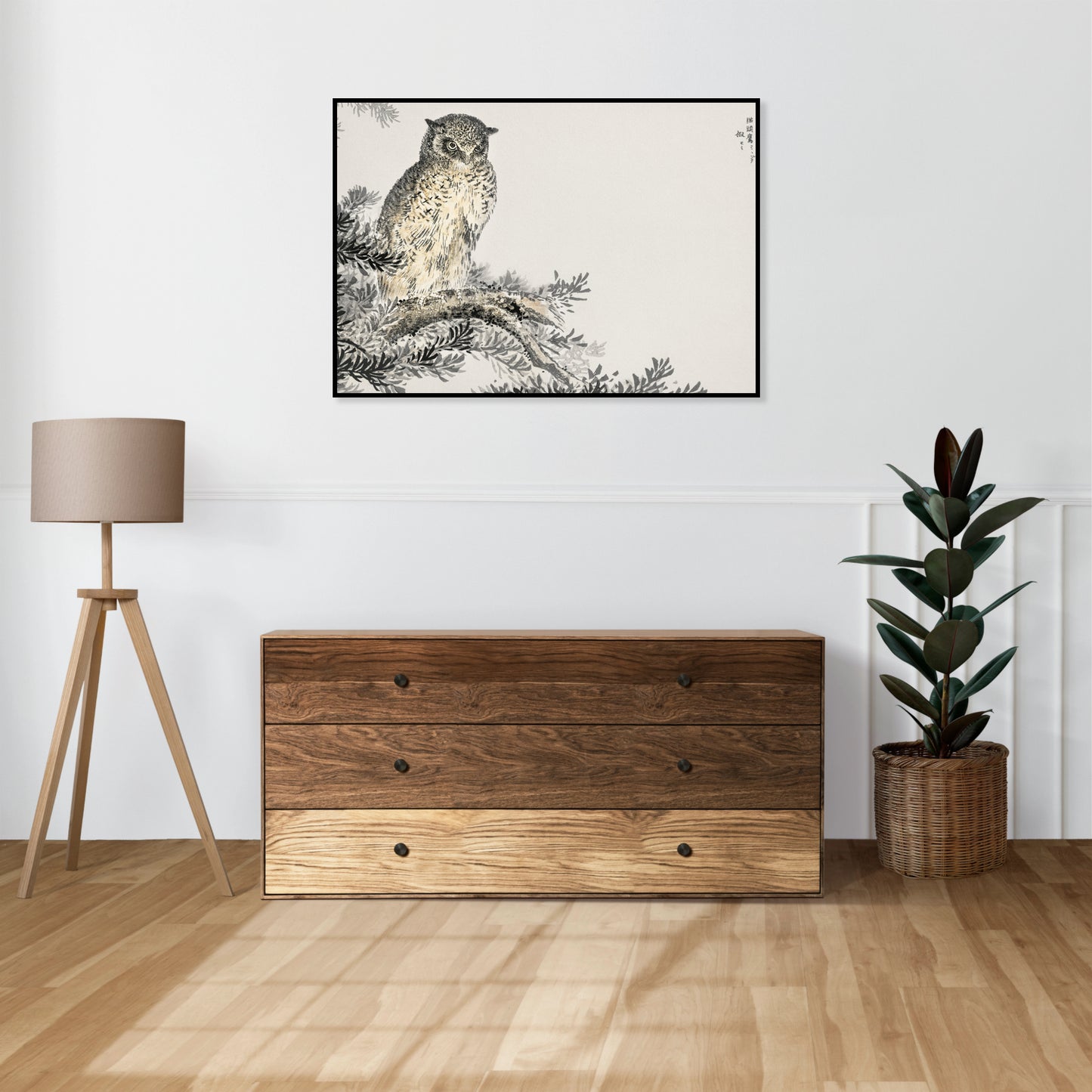 Plakat  Japanese Scops Owl, Kashu Vintage do Salonu